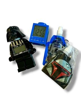 Star Wars / Lego Bundle Four Items: Two Branded Alarm Clocks & Two Water Bottles